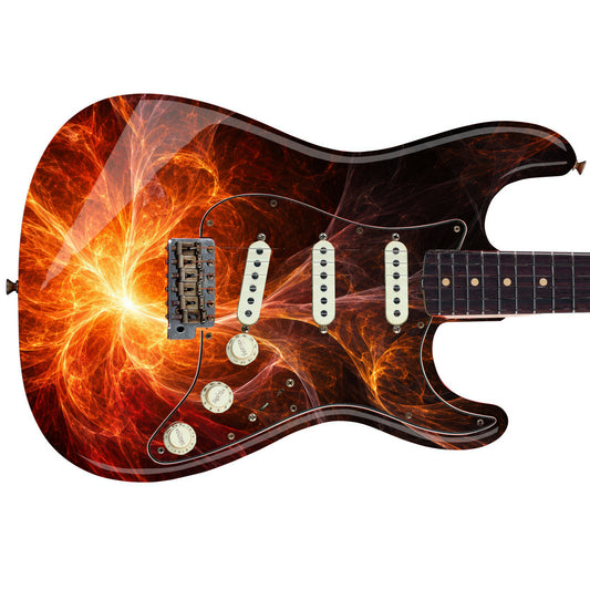 Cosmic Ember Swirl Guitar Skin Wrap – Laminated Vinyl Sticker Decal