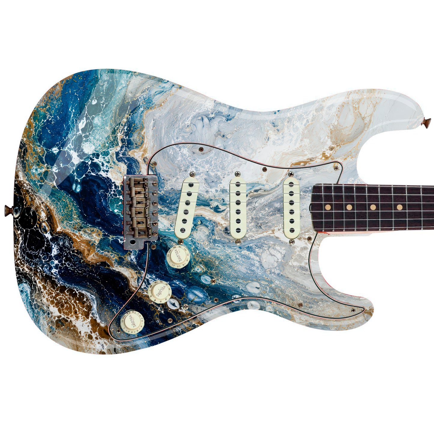 Swirling Currents Guitar Vinyl Wrap – Laminated Printed Vinyl Skin Decal