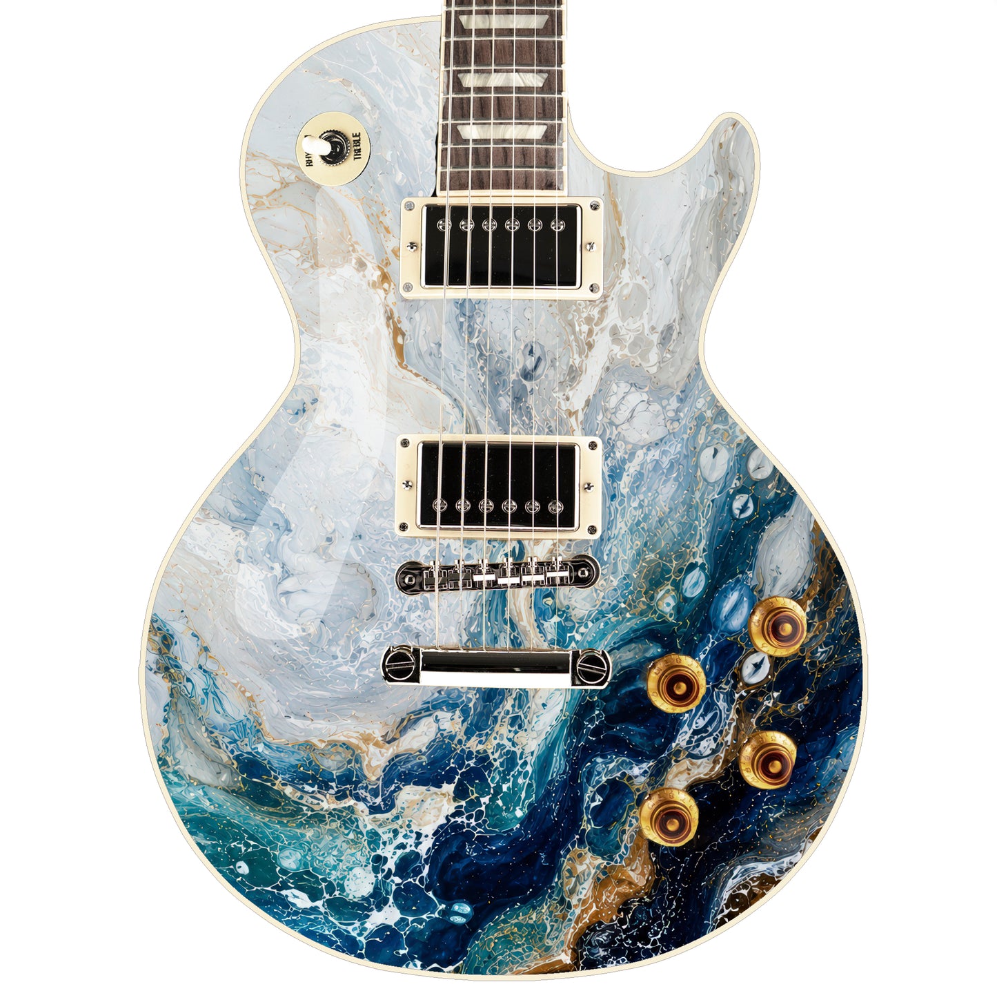 Swirling Currents Guitar Vinyl Wrap – Laminated Printed Vinyl Skin Decal