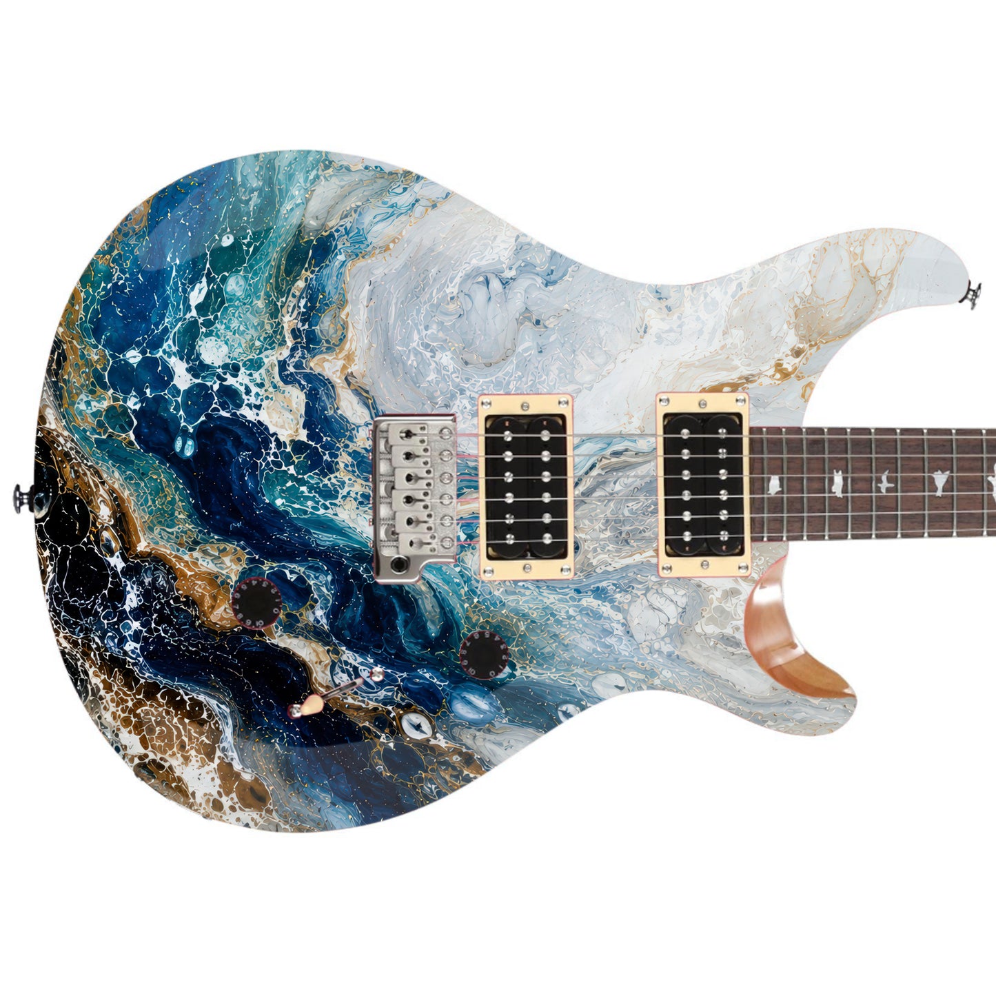 Swirling Currents Guitar Vinyl Wrap – Laminated Printed Vinyl Skin Decal