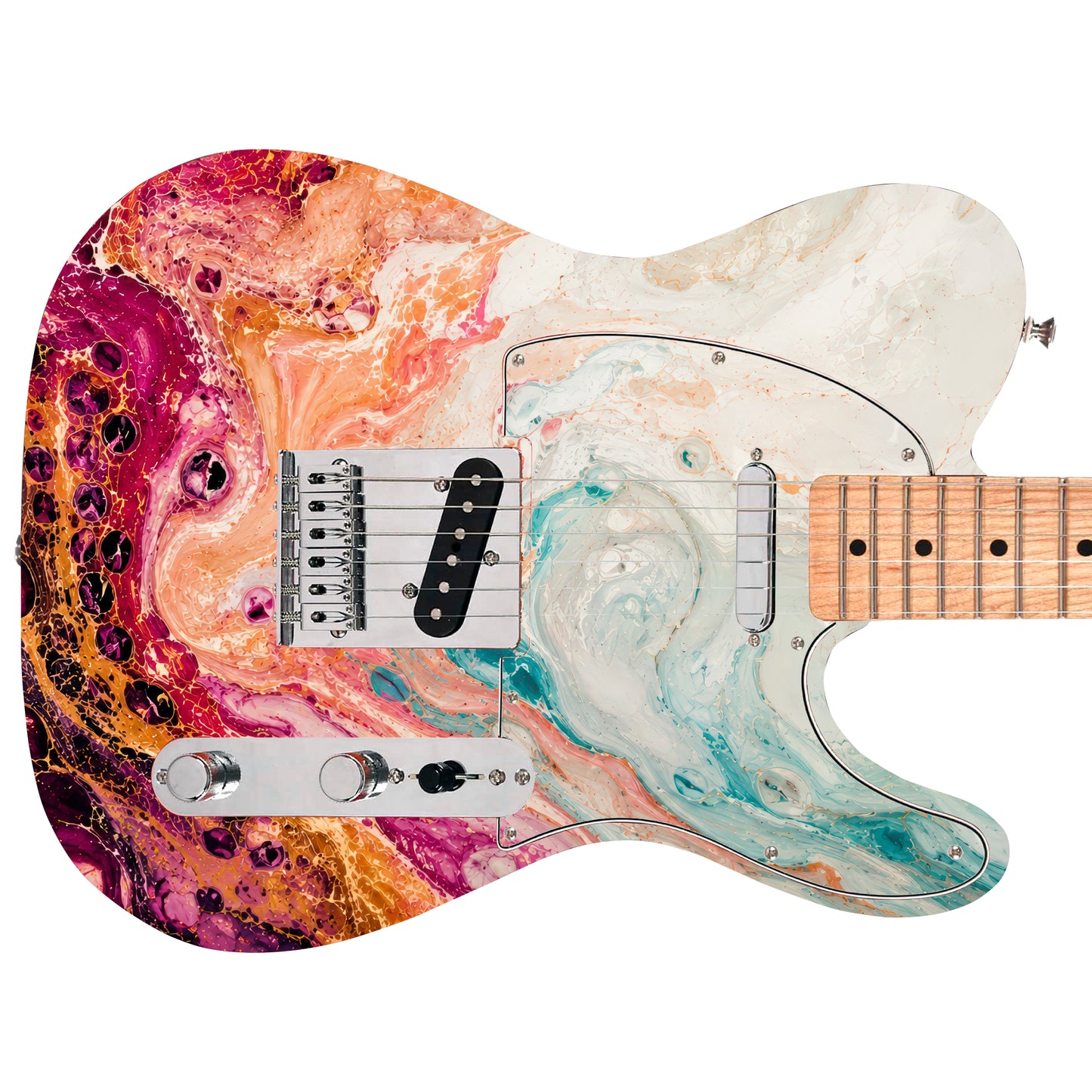 Swirling Abstract Fluid Art Guitar Vinyl Wrap – Laminated Printed Vinyl Skin Decal