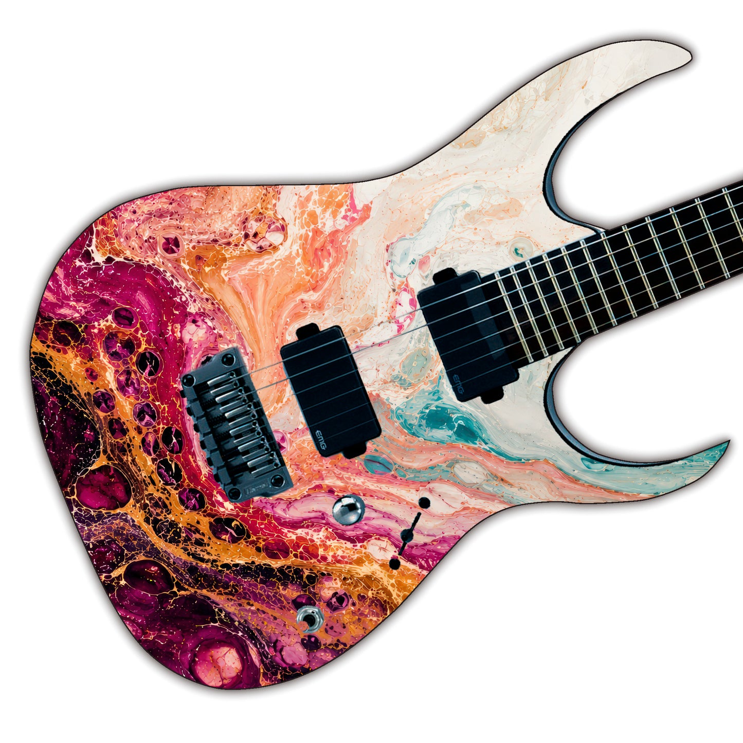 Swirling Abstract Fluid Art Guitar Vinyl Wrap – Laminated Printed Vinyl Skin Decal
