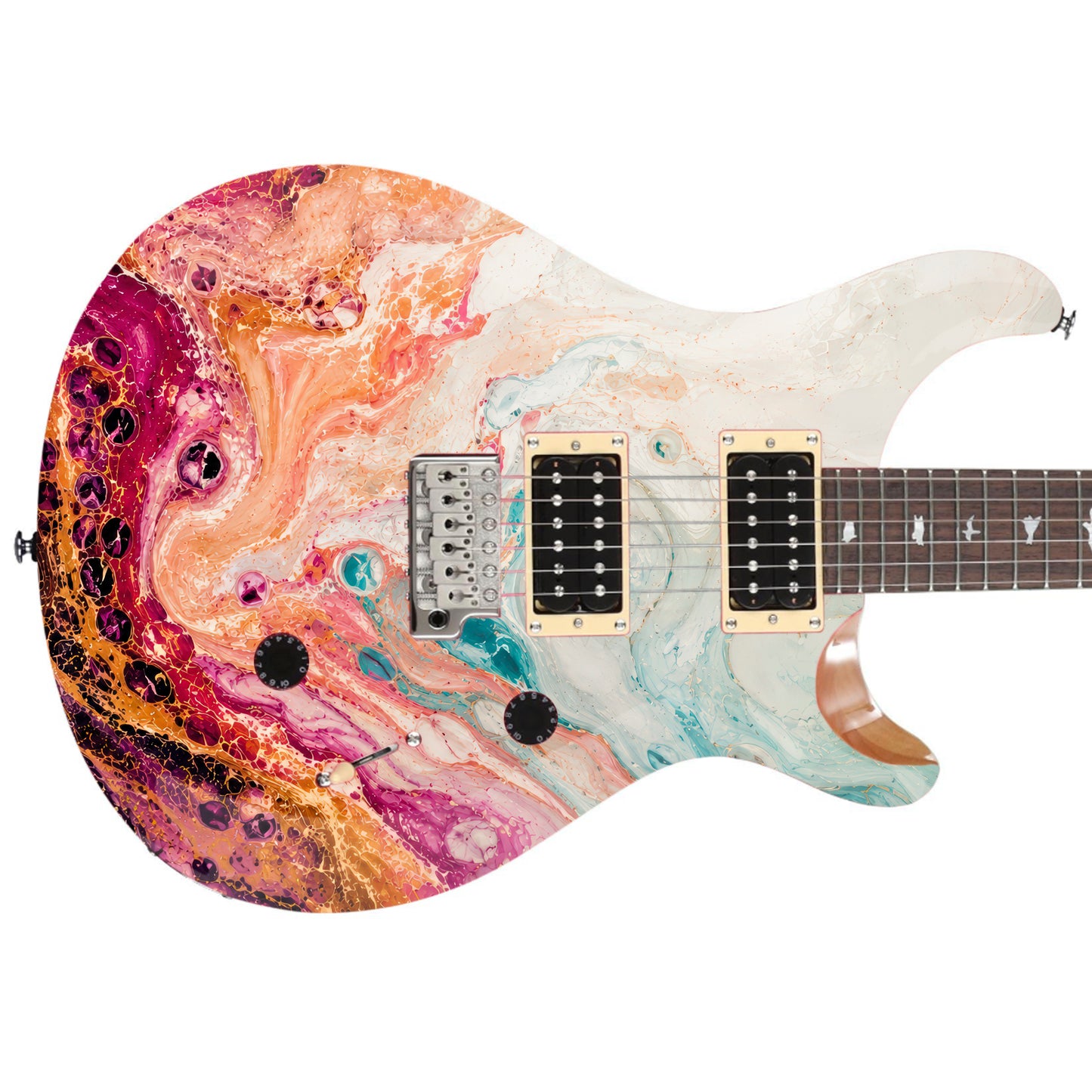 Swirling Abstract Fluid Art Guitar Vinyl Wrap – Laminated Printed Vinyl Skin Decal