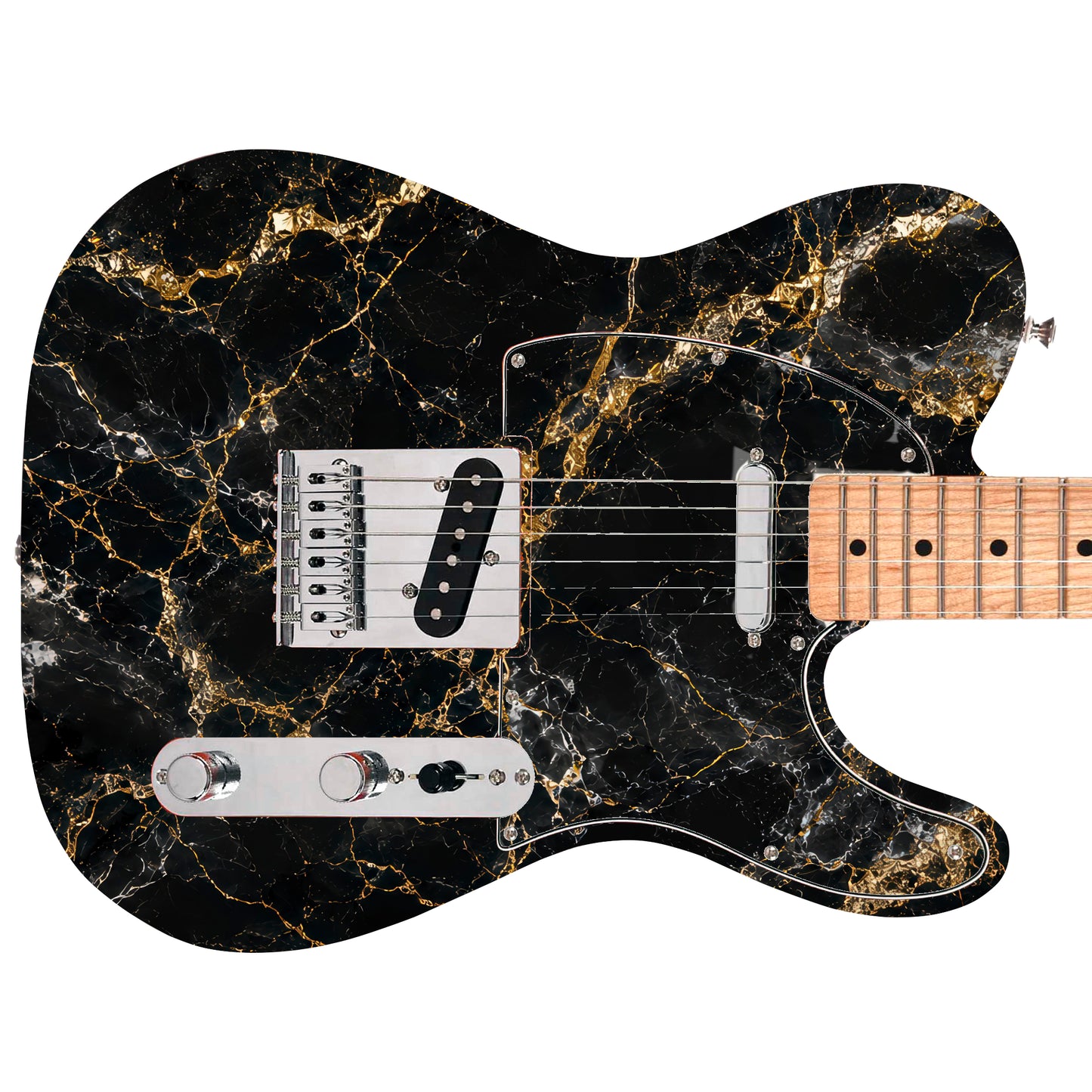 Guitar Vinyl Wrap Skins The Black Marble Laminated Vinyl Print for Guitars or Bass