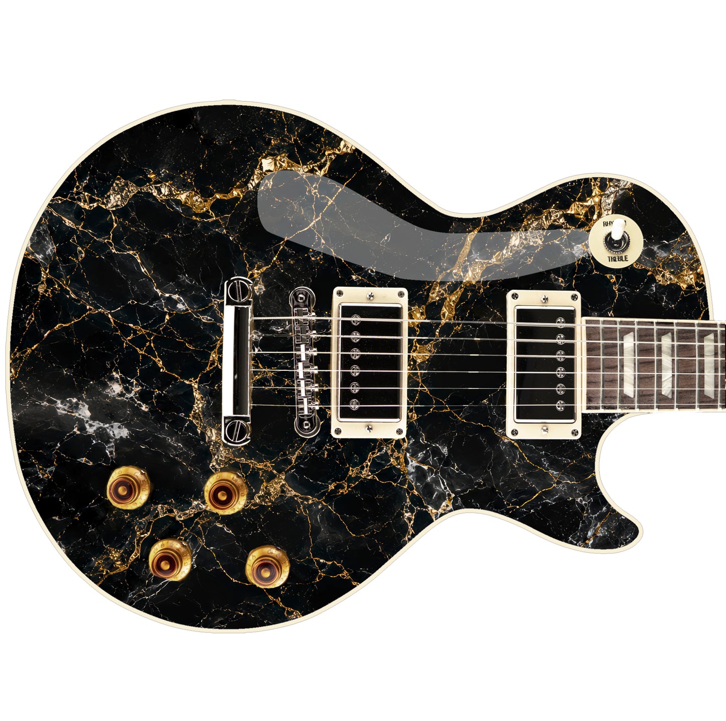 Guitar Vinyl Wrap Skins The Black Marble Laminated Vinyl Print for Guitars or Bass