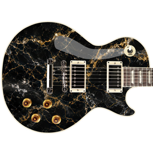 Guitar Vinyl Wrap Skins The Black Marble Laminated Vinyl Print for Guitars or Bass