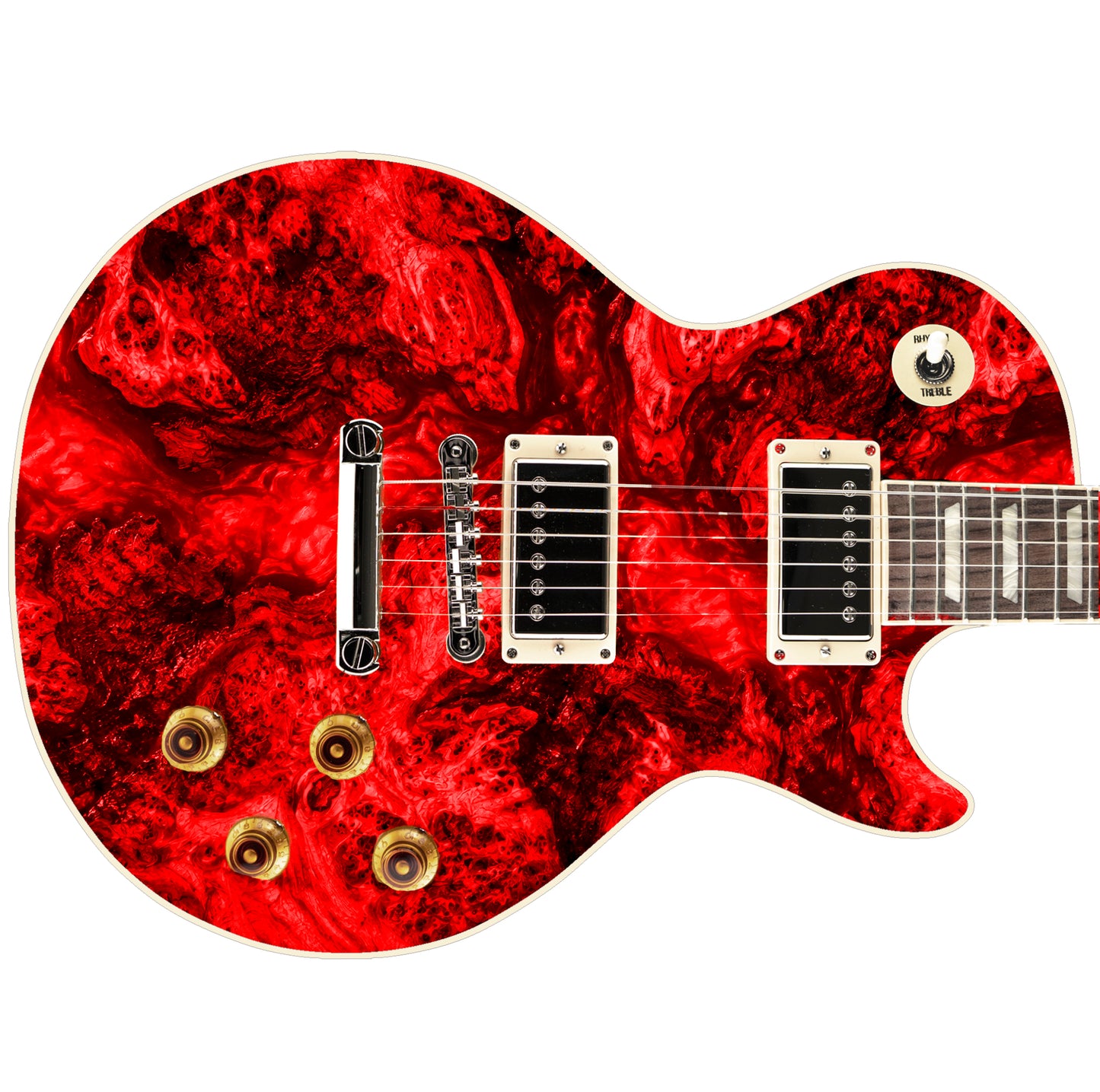 Guitar Vinyl Wrap Skins The Red Lava Burl Laminated Vinyl Print for Guitars or Bass