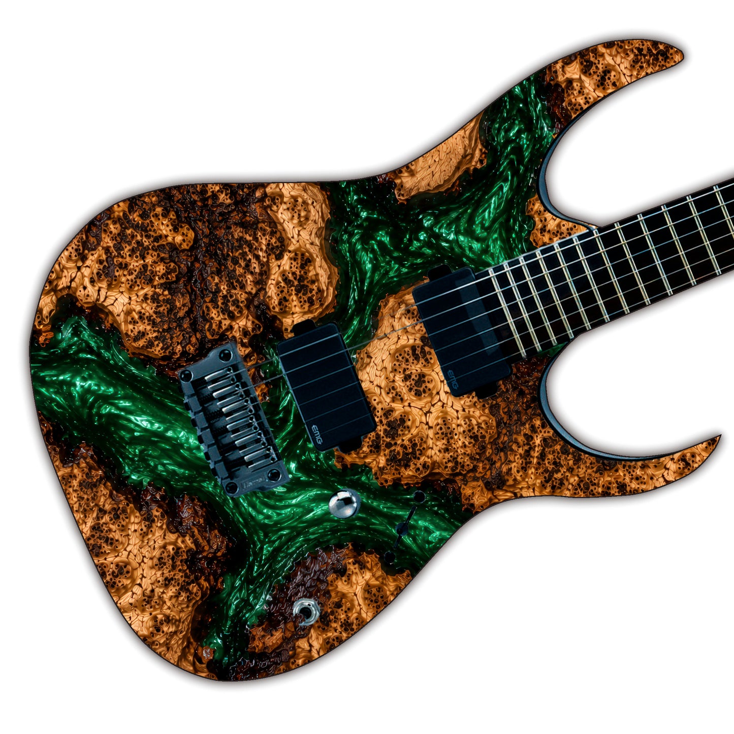Guitar Vinyl Wrap Skins The Green River Burlwood Laminated Vinyl Print for Guitars or Bass