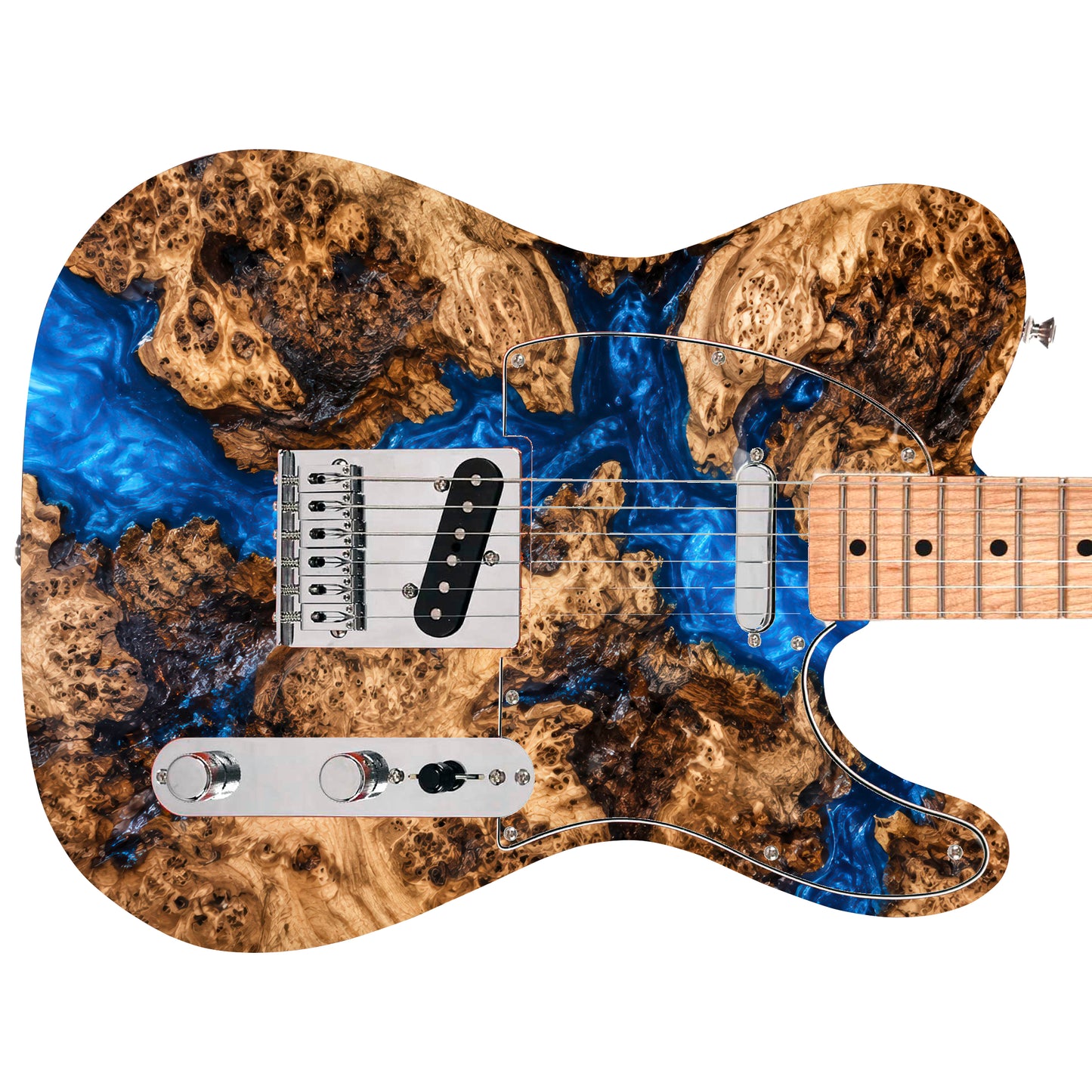 Guitar Vinyl Wrap Skins The Burlwood Resin River Laminated Vinyl Print for Guitars or Bass
