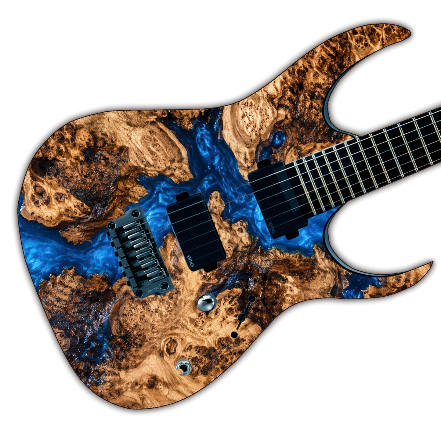Guitar Vinyl Wrap Skins The Burlwood Resin River Laminated Vinyl Print for Guitars or Bass