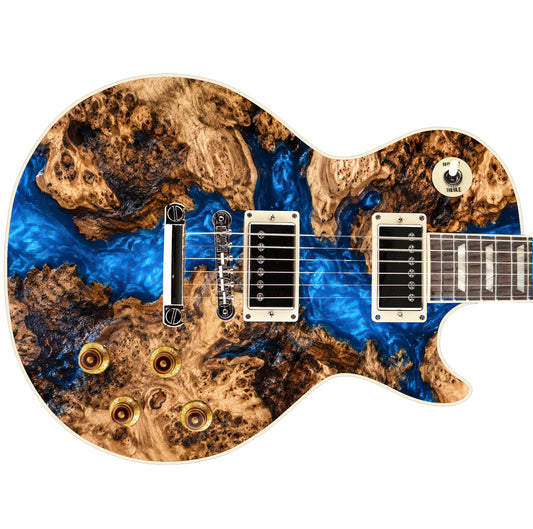Guitar Vinyl Wrap Skins The Burlwood Resin River Laminated Vinyl Print for Guitars or Bass