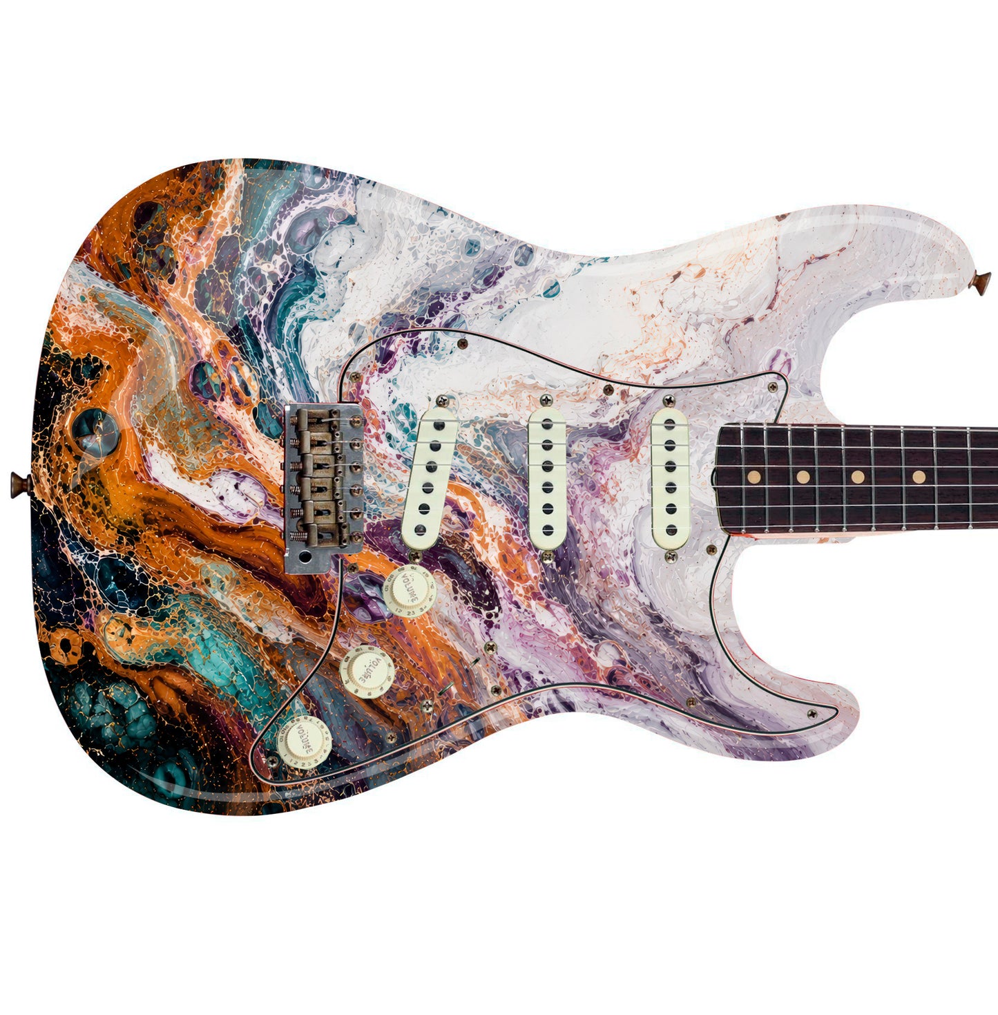 Guitar Skin Wraps The Swirling Copper Laminated Airlease Vinyl Print for Guitars or Bass