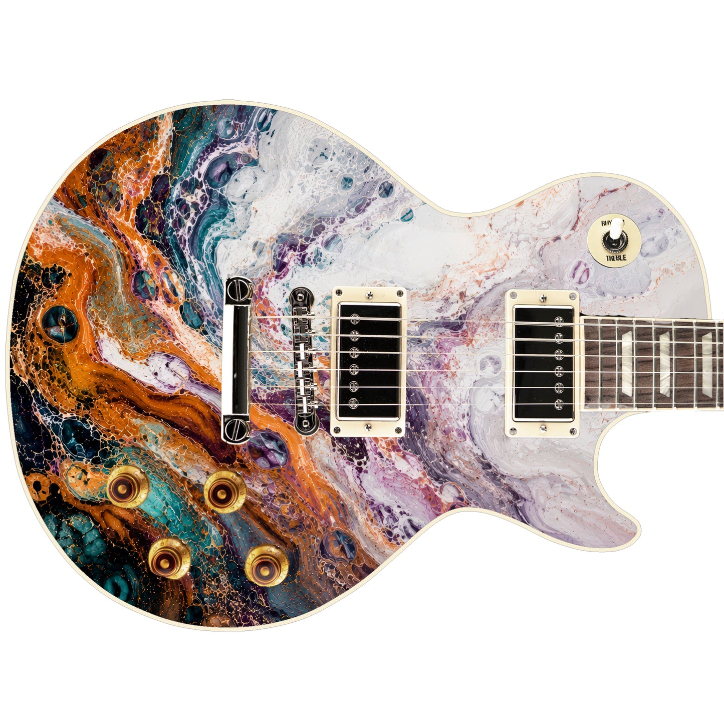 Guitar Skin Wraps The Swirling Copper Laminated Airlease Vinyl Print for Guitars or Bass