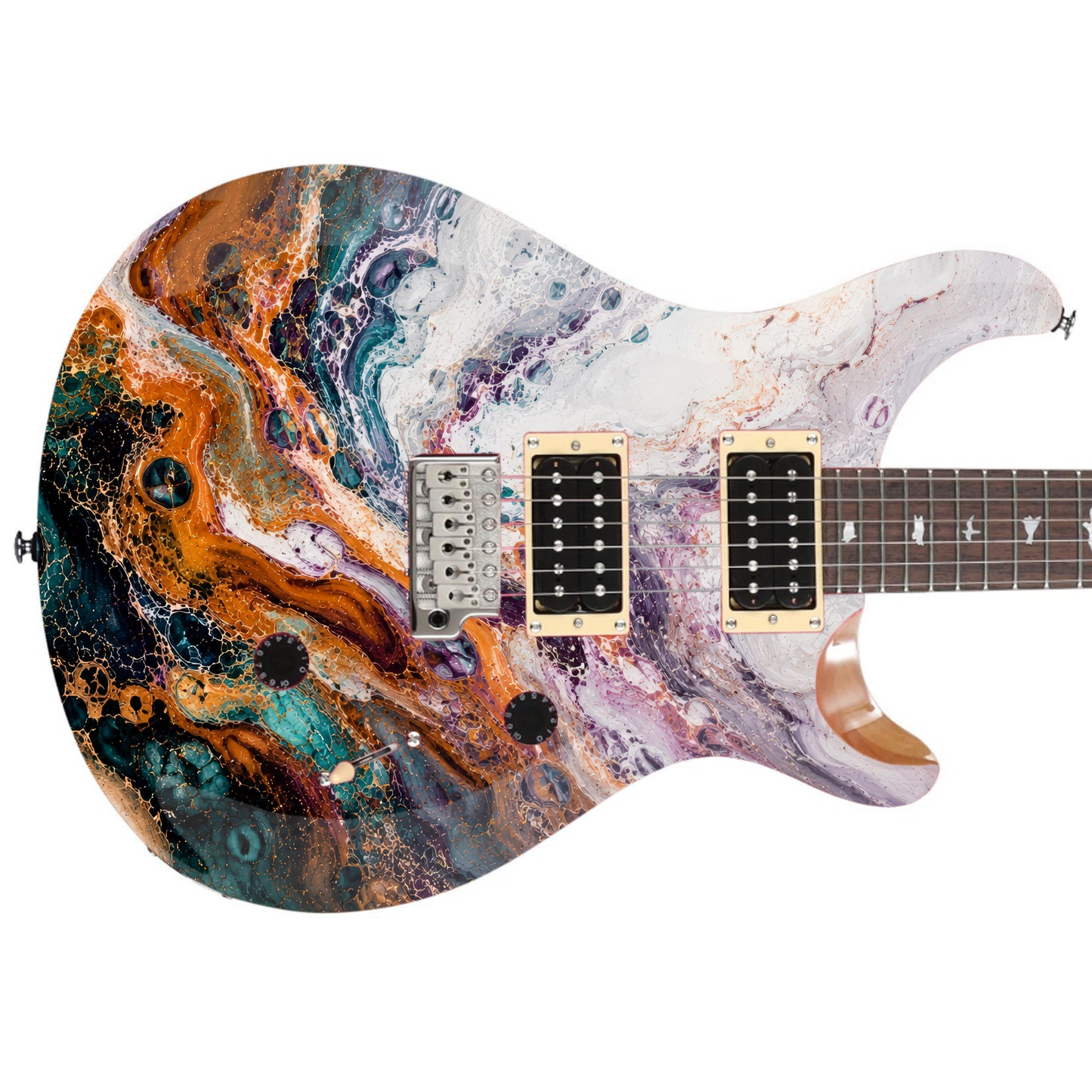 Guitar Skin Wraps The Swirling Copper Laminated Airlease Vinyl Print for Guitars or Bass