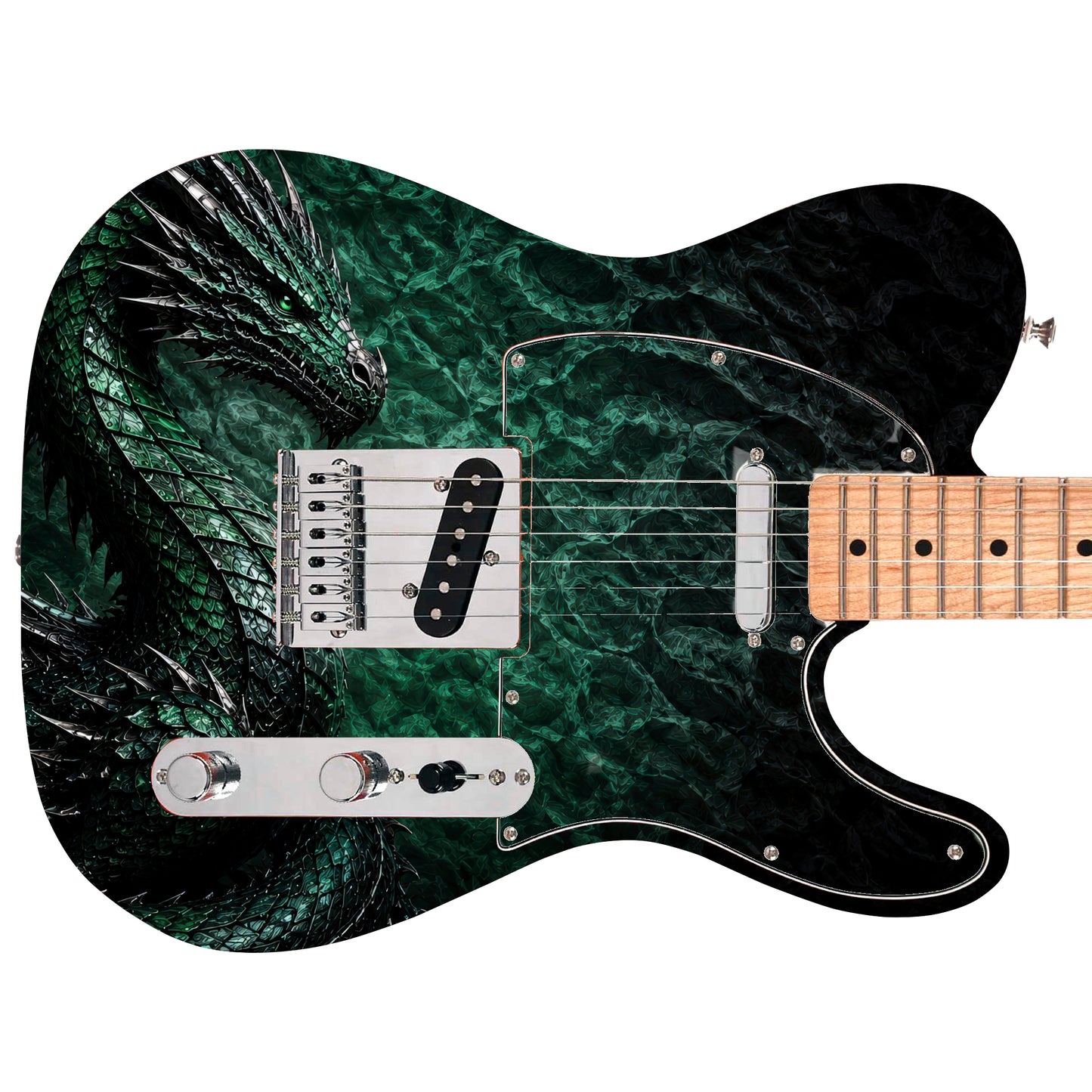 Guitar Skin Wraps The Emerald Dragon Airlease Vinyl Print for Guitars or Bass