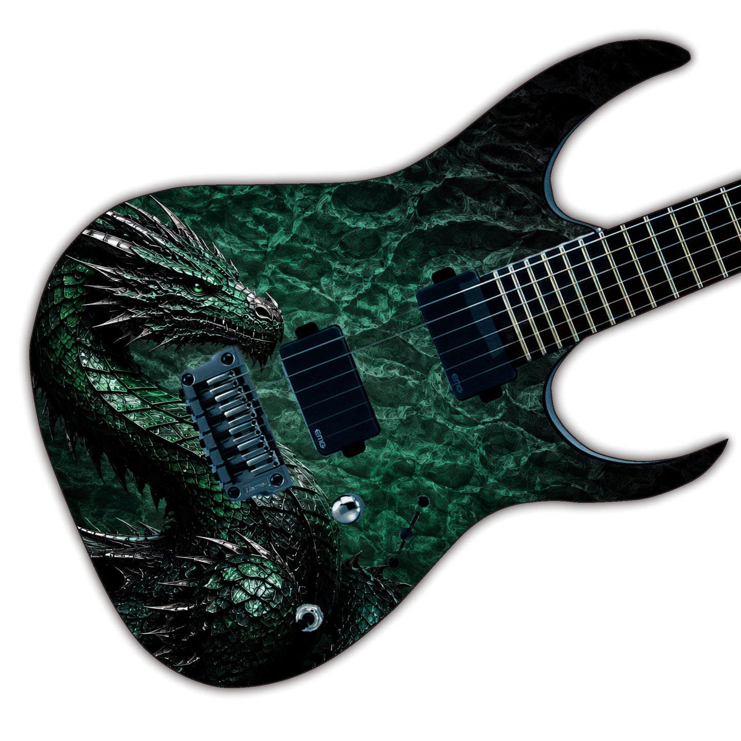 Guitar Skin Wraps The Emerald Dragon Airlease Vinyl Print for Guitars or Bass