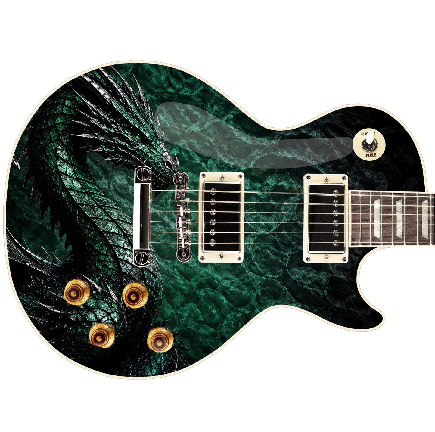 Guitar Skin Wraps The Emerald Dragon Airlease Vinyl Print for Guitars or Bass