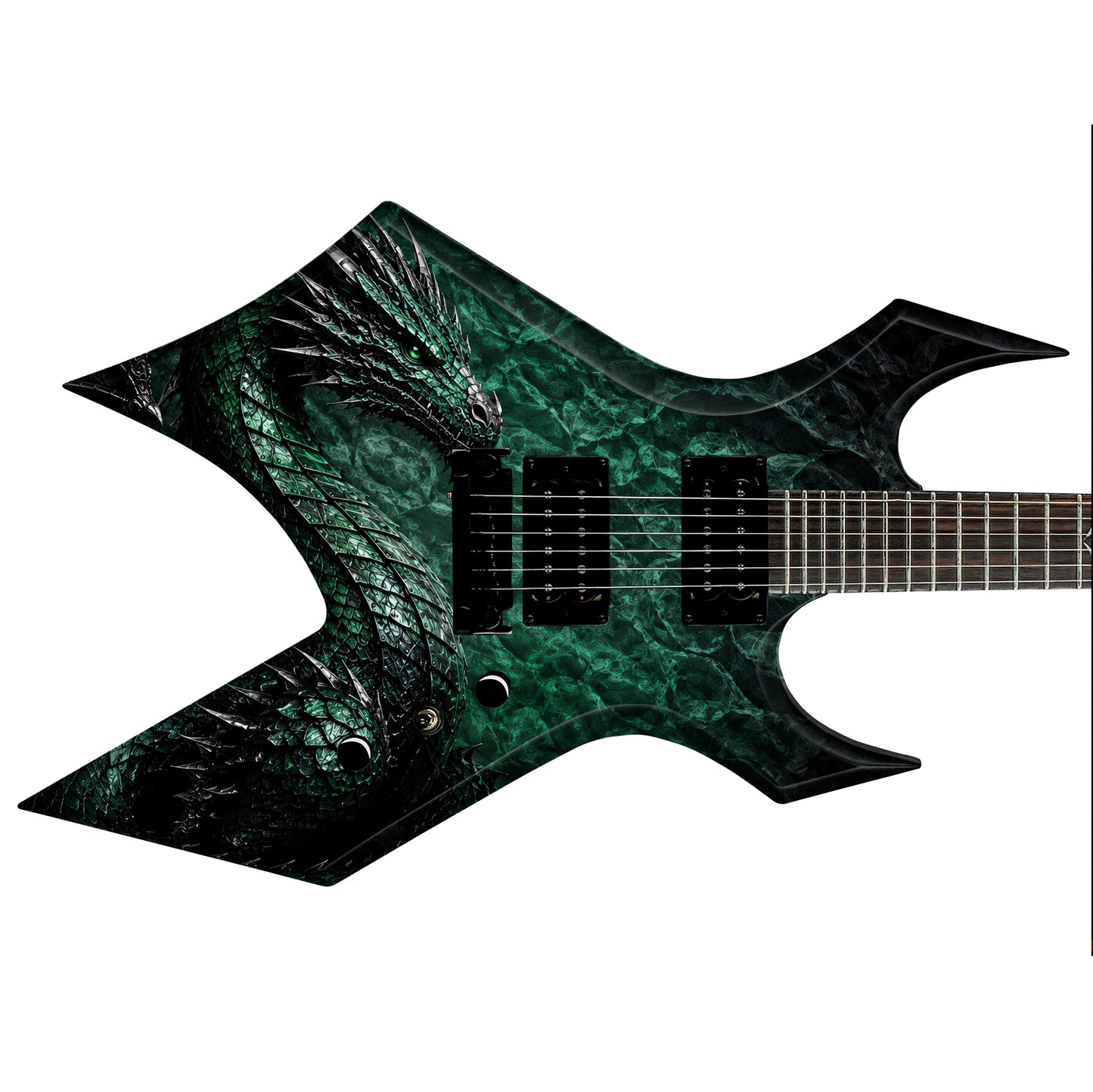 Guitar Skin Wraps The Emerald Dragon Airlease Vinyl Print for Guitars or Bass