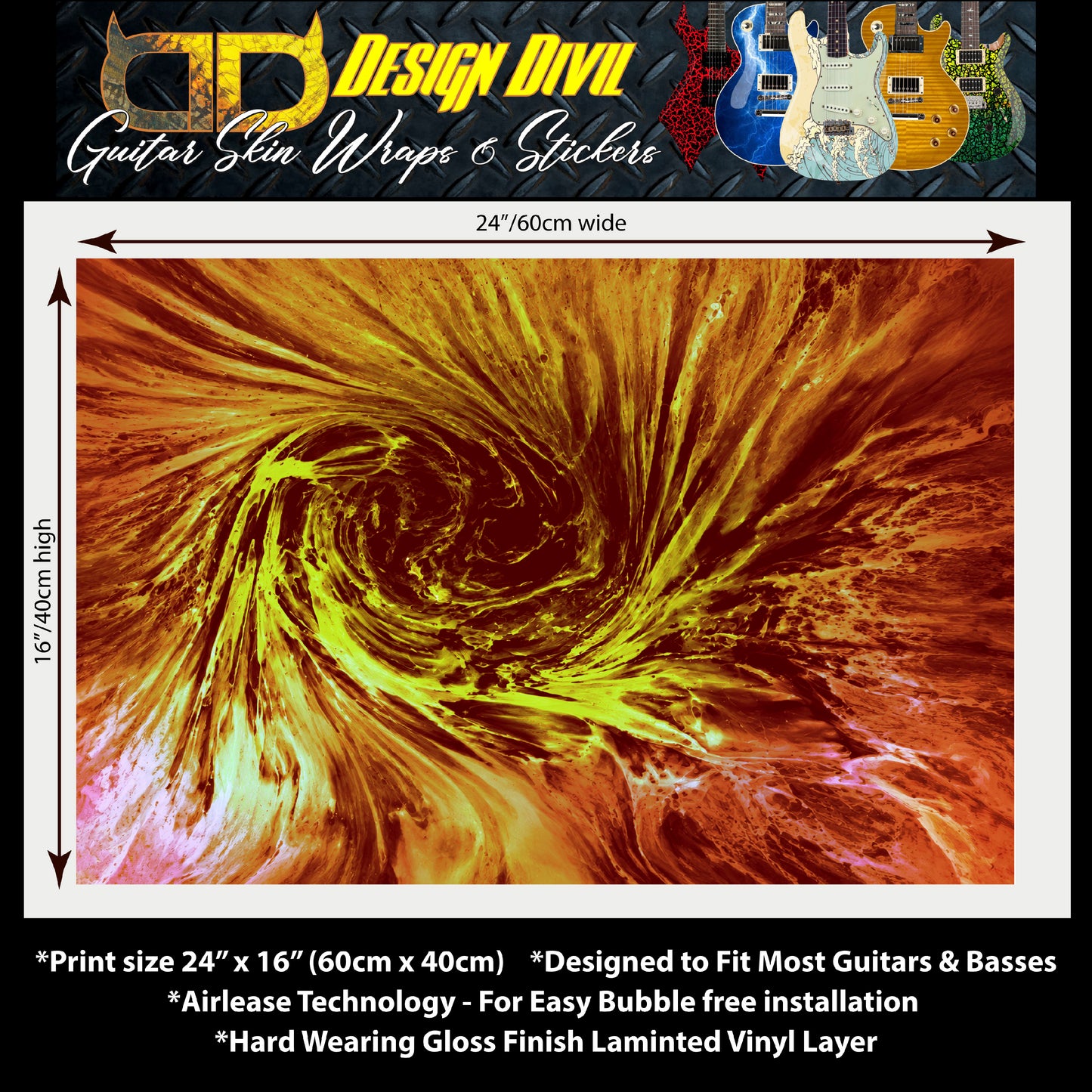 Guitar Skin Wraps The Cosmic Event Airlease Vinyl Print for Guitars or Bass