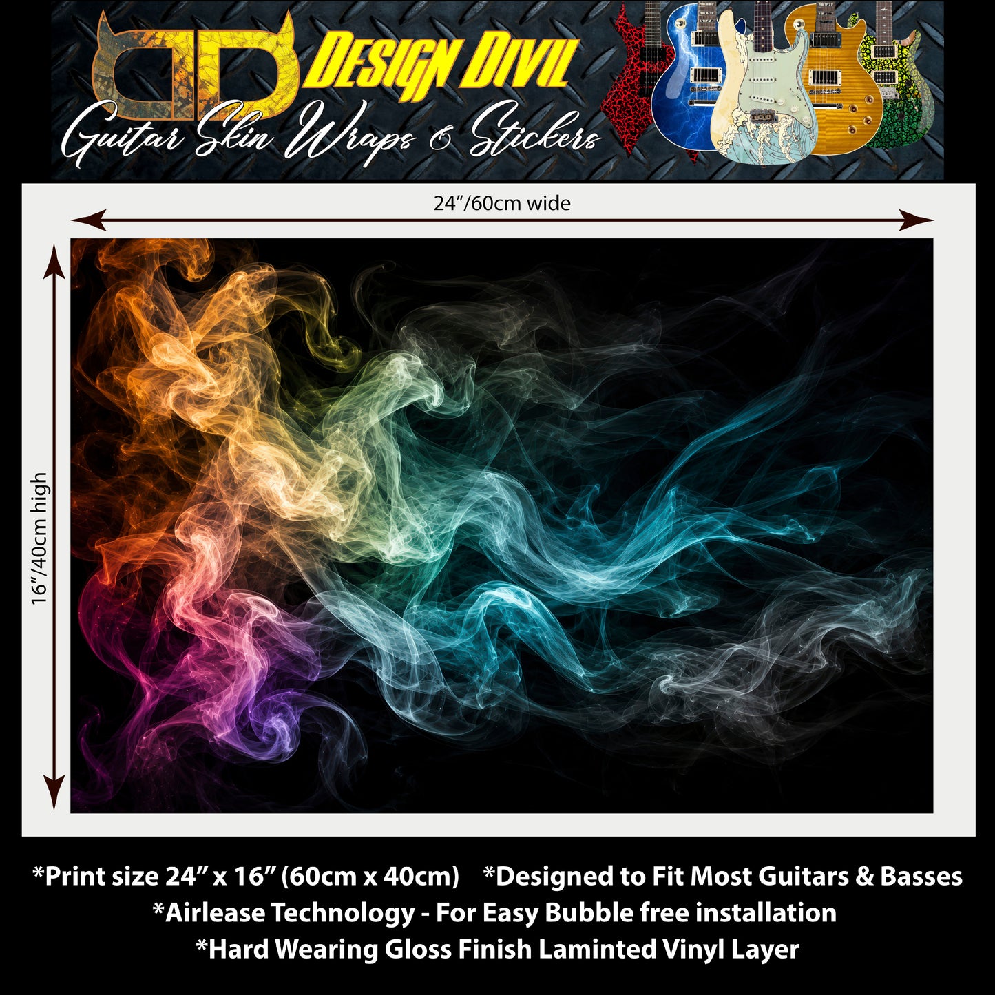 Guitar Skin Wraps The Cosmic Swirl Airlease Vinyl Print for Guitars or Bass