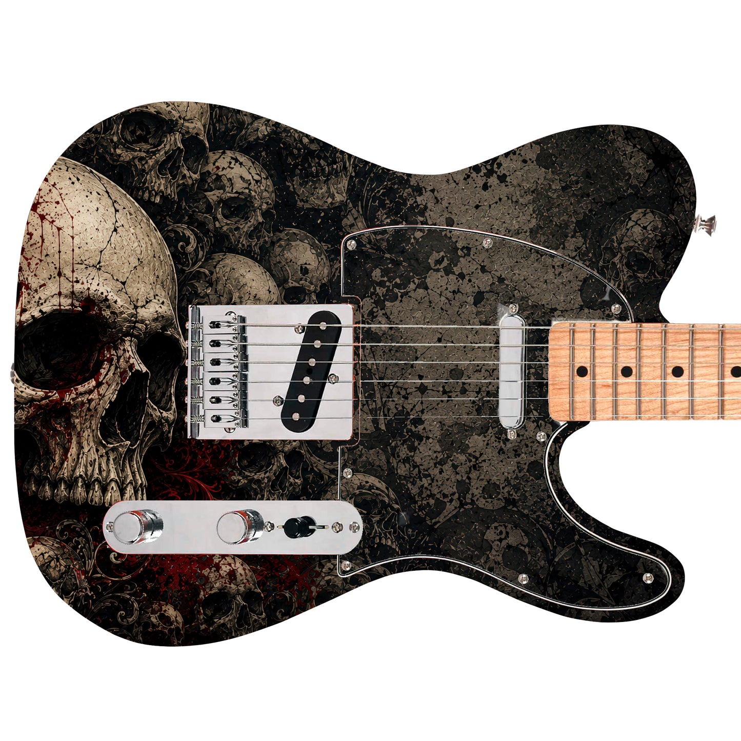Guitar Skin Wraps The Tattoo Skulls Airlease Vinyl Print for Guitars or Bass
