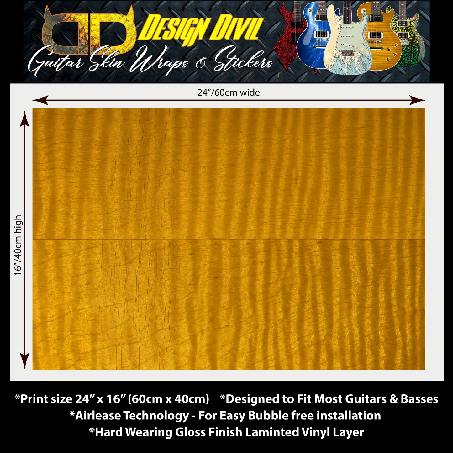 Custom Guitar Wrap The Aged Lemon Airlease Laminated Vinyl Print for Guitars or Bass