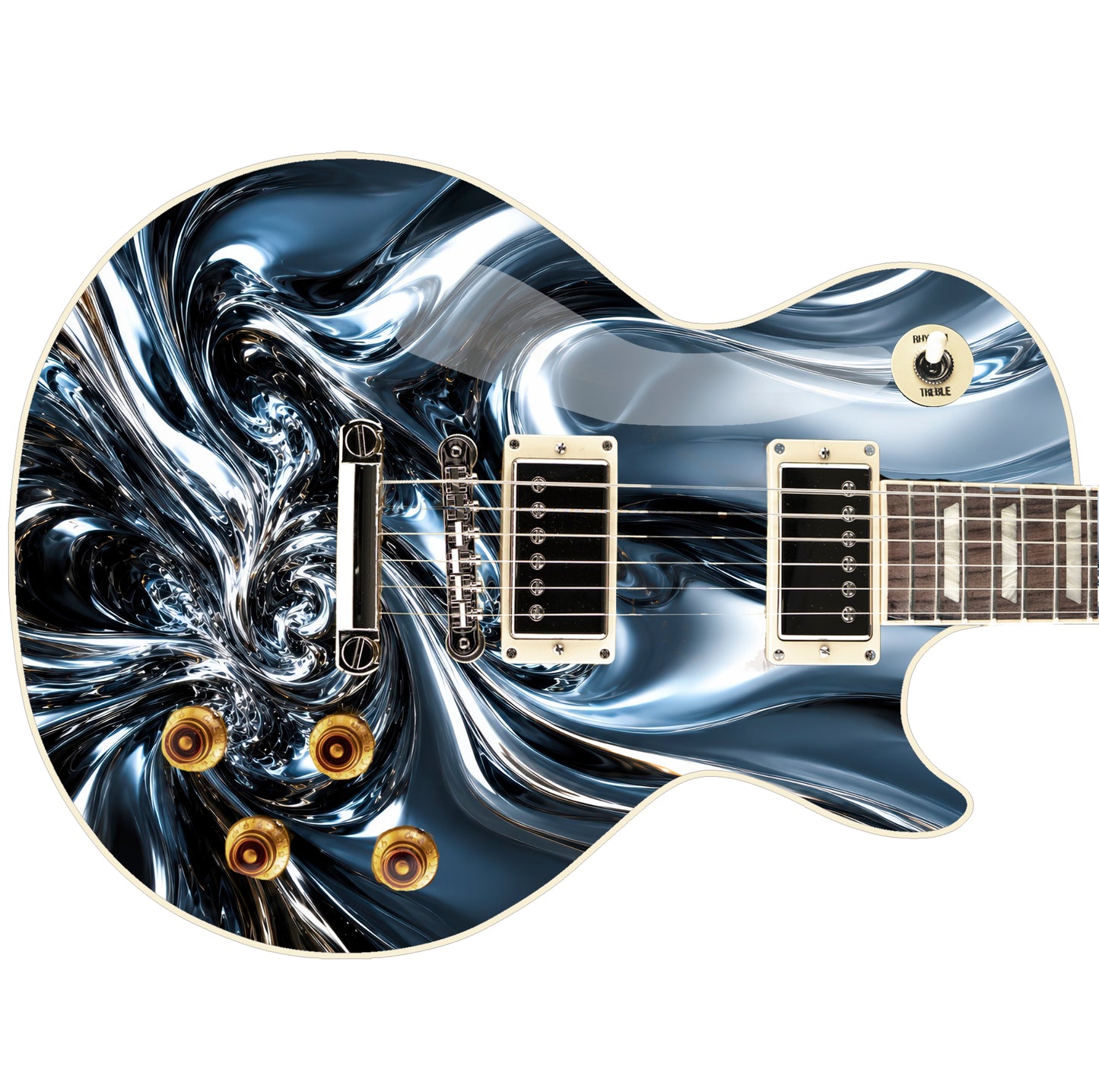 Custom Guitar Wrap The Liquid Metal Airlease Laminated Vinyl Print for Guitars or Bass