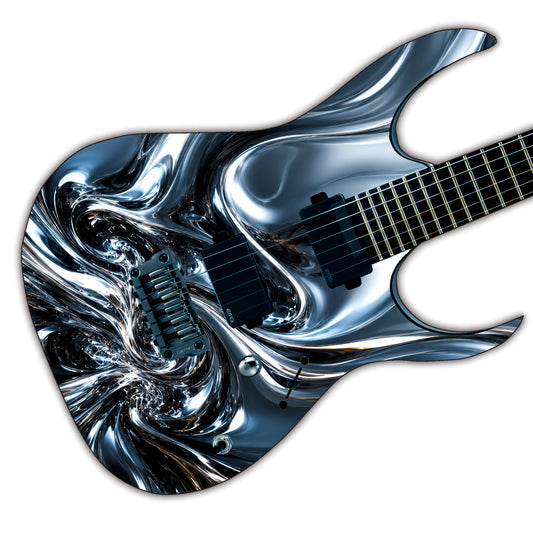 Custom Guitar Wrap The Liquid Metal Airlease Laminated Vinyl Print for Guitars or Bass