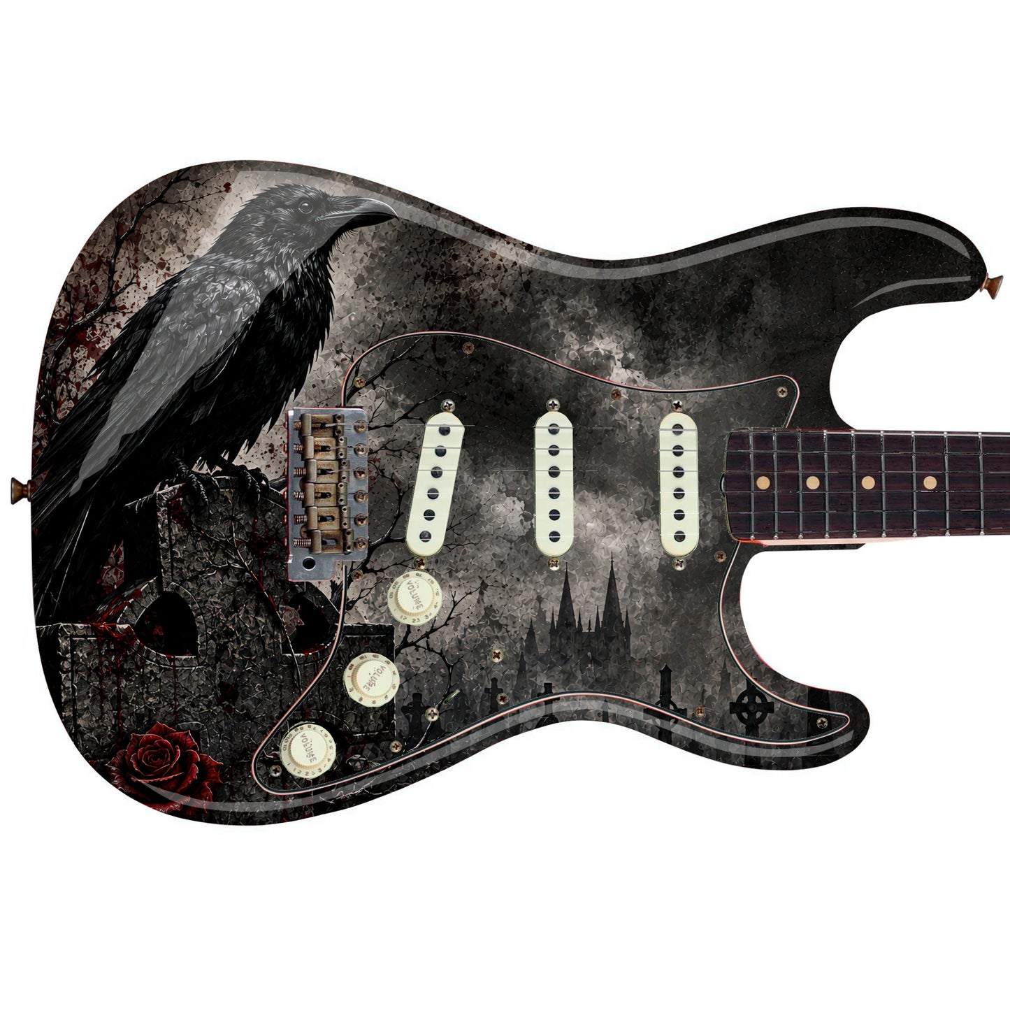 Custom Guitar Skin Wrap The Crow Laminated Airlease Vinyl Print for Guitars or Bass