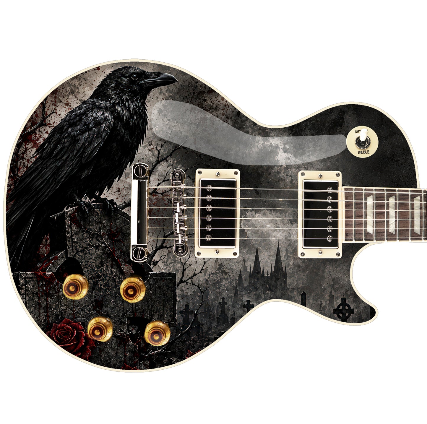 Custom Guitar Skin Wrap The Crow Laminated Airlease Vinyl Print for Guitars or Bass