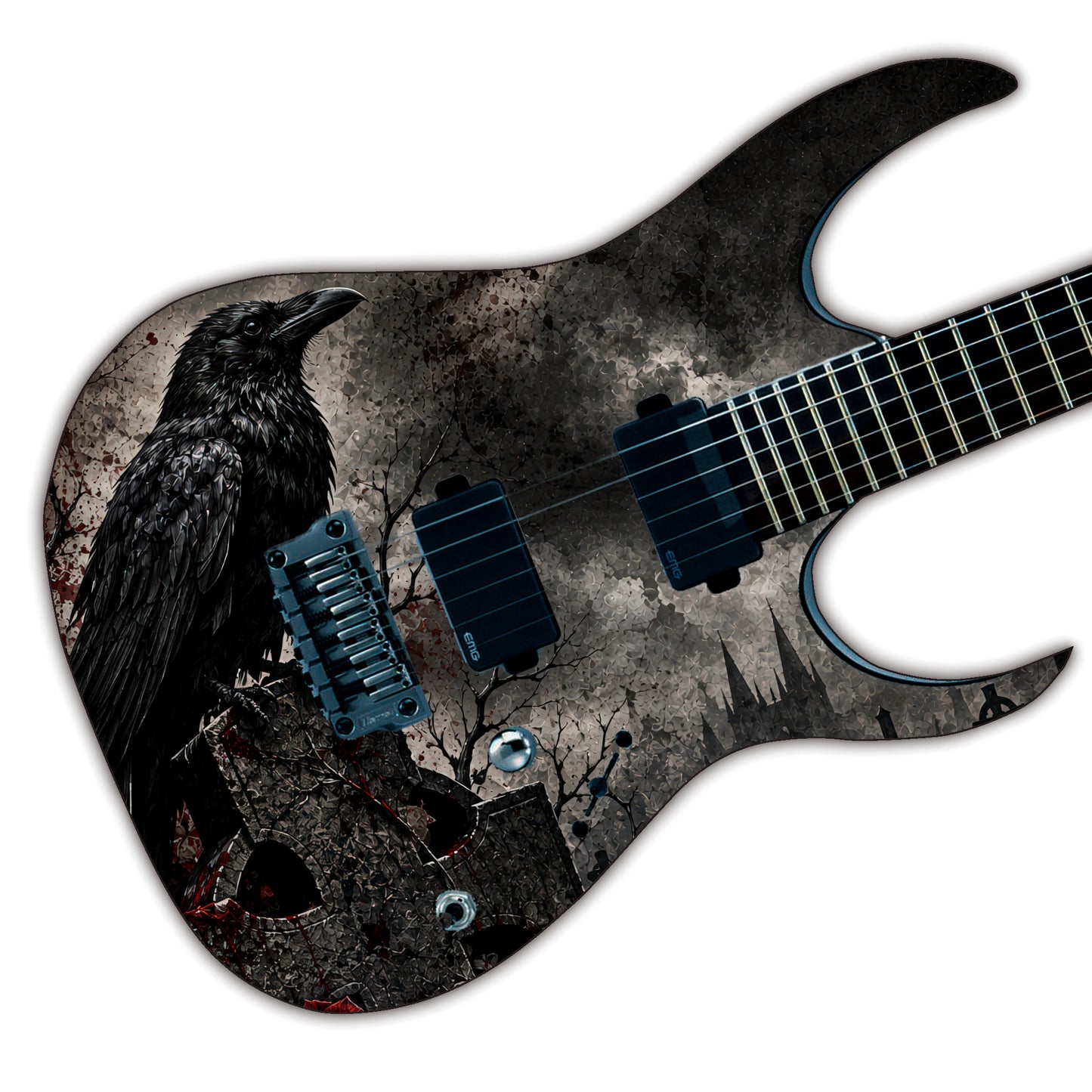 Custom Guitar Skin Wrap The Crow Laminated Airlease Vinyl Print for Guitars or Bass