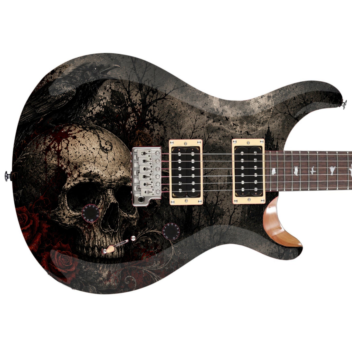 Custom Guitar Skin Wrap The Moonlight Skull Laminated Airlease Vinyl Print for Guitars or Bass
