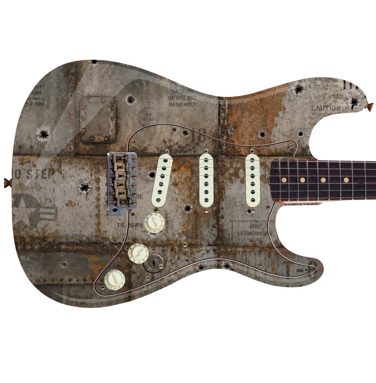 Custom Guitar Wrap The Rusty War Panel Laminated Airlease Vinyl Print for Guitars or Bass Mod