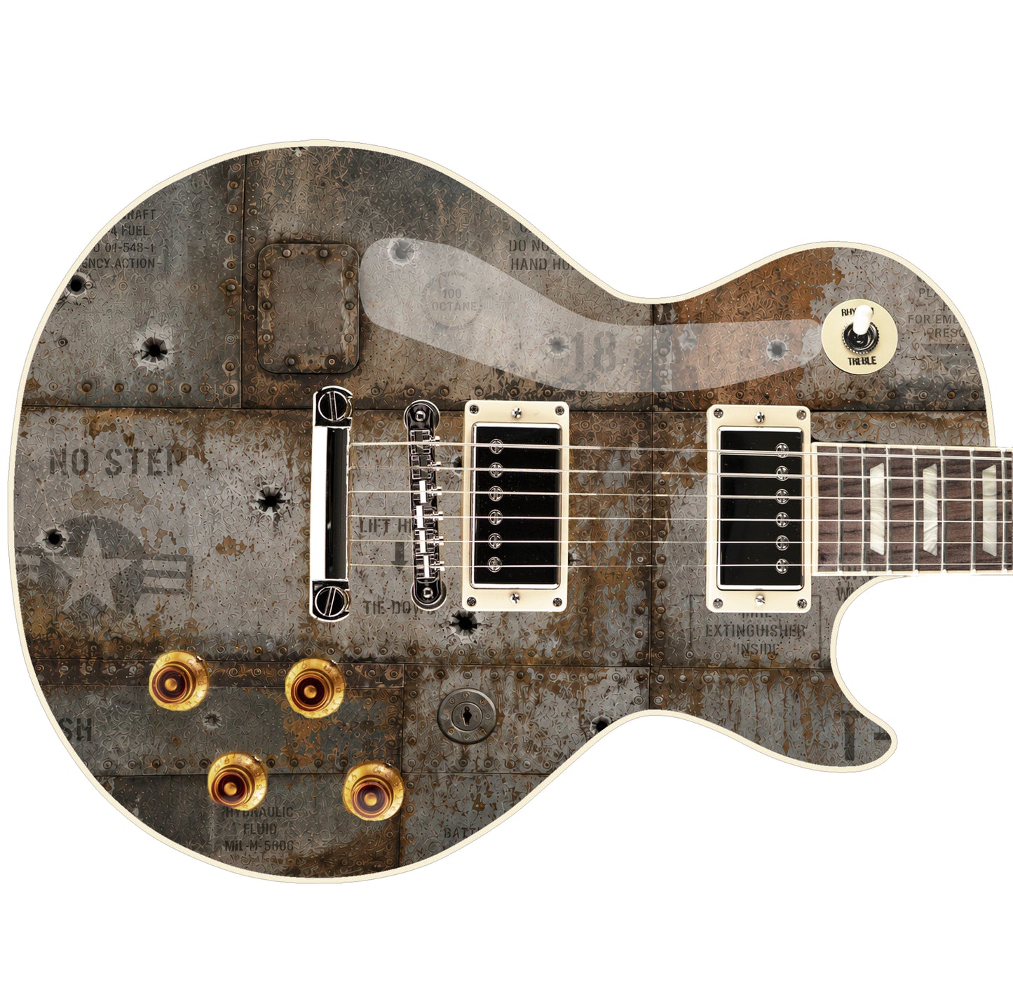 Custom Guitar Wrap The Rusty War Panel Laminated Airlease Vinyl Print for Guitars or Bass Mod