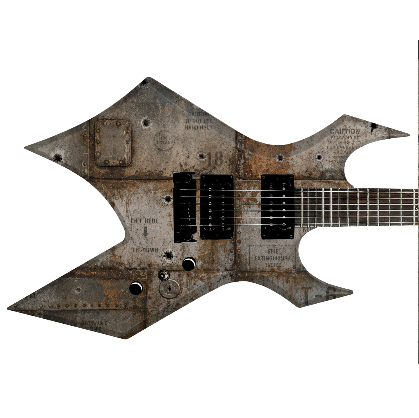 Custom Guitar Wrap The Rusty War Panel Laminated Airlease Vinyl Print for Guitars or Bass Mod
