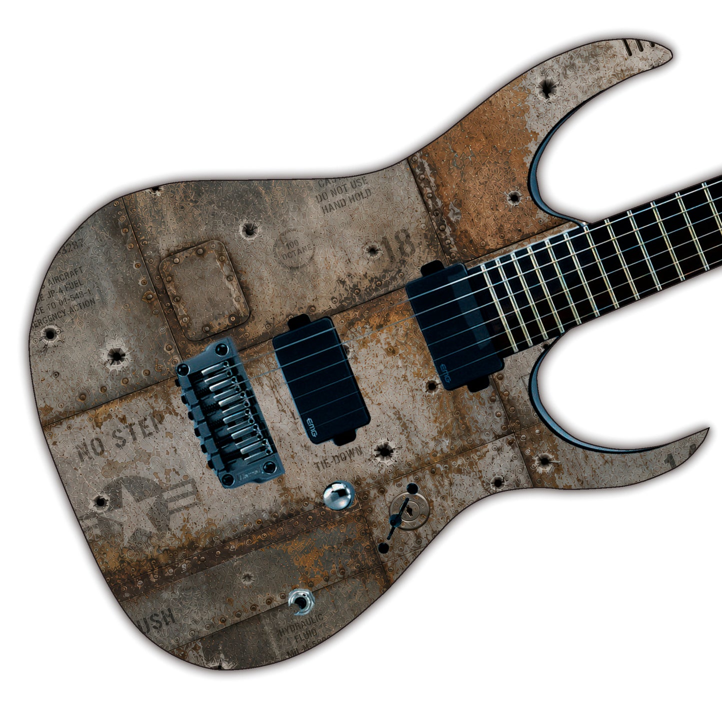 Custom Guitar Wrap The Rusty War Panel Laminated Airlease Vinyl Print for Guitars or Bass Mod