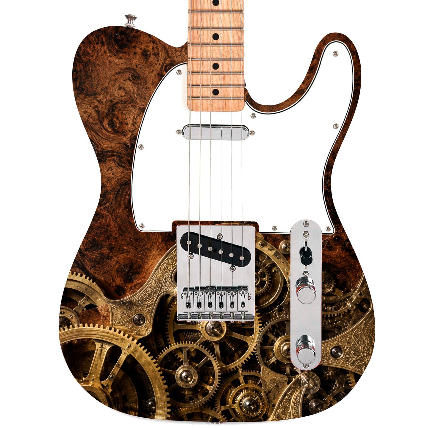 Custom Guitar Wrap The Steampunk Gears Vinyl Print for Guitars or Bass