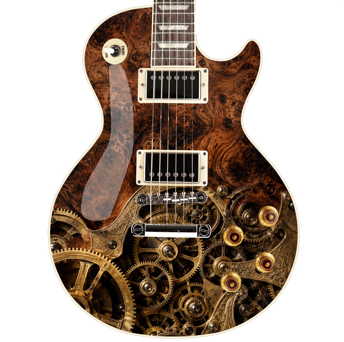 Custom Guitar Wrap The Steampunk Gears Vinyl Print for Guitars or Bass