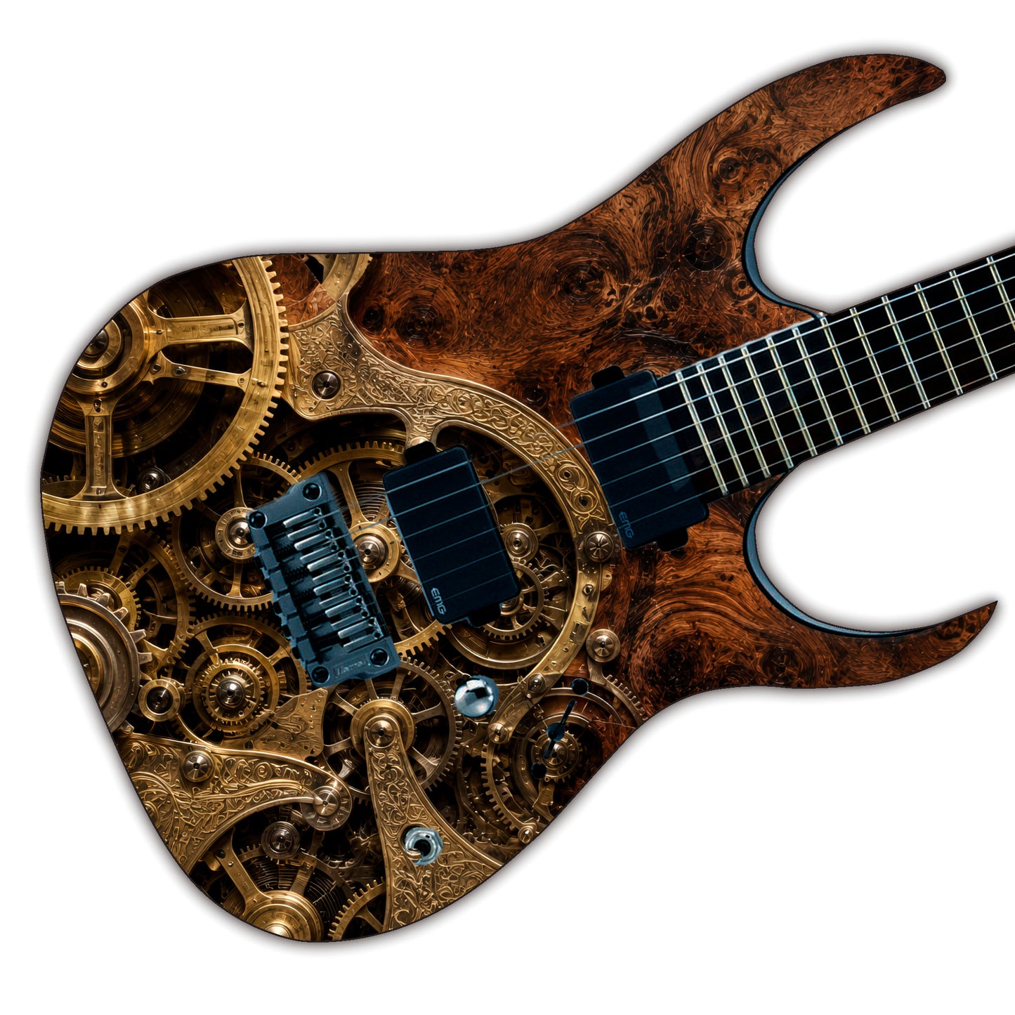 Custom Guitar Wrap The Steampunk Gears Vinyl Print for Guitars or Bass