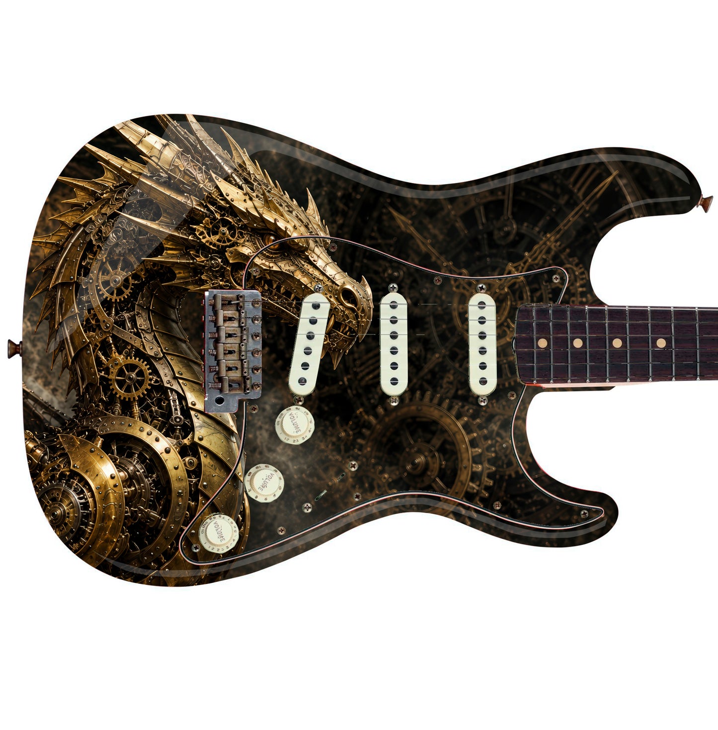 Custom Guitar Wrap The Steampunk Dragon Vinyl Print for Guitars or Bass