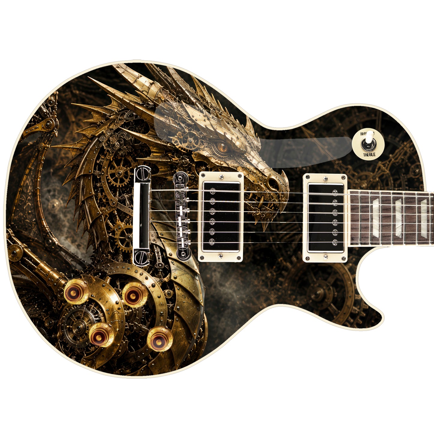 Custom Guitar Wrap The Steampunk Dragon Vinyl Print for Guitars or Bass
