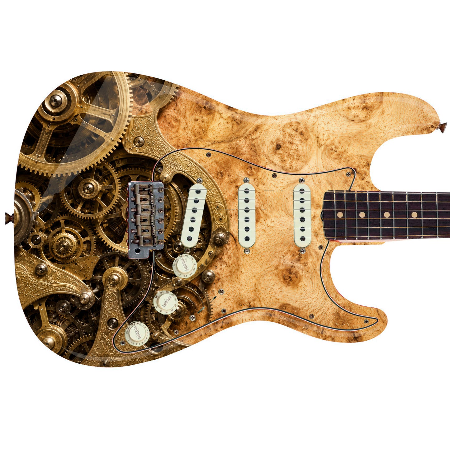 Custom Guitar Wrap The Steampunk BurlCog Vinyl Print for Guitars or Bass