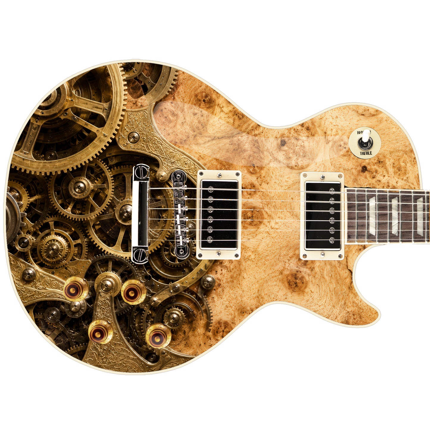 Custom Guitar Wrap The Steampunk BurlCog Vinyl Print for Guitars or Bass
