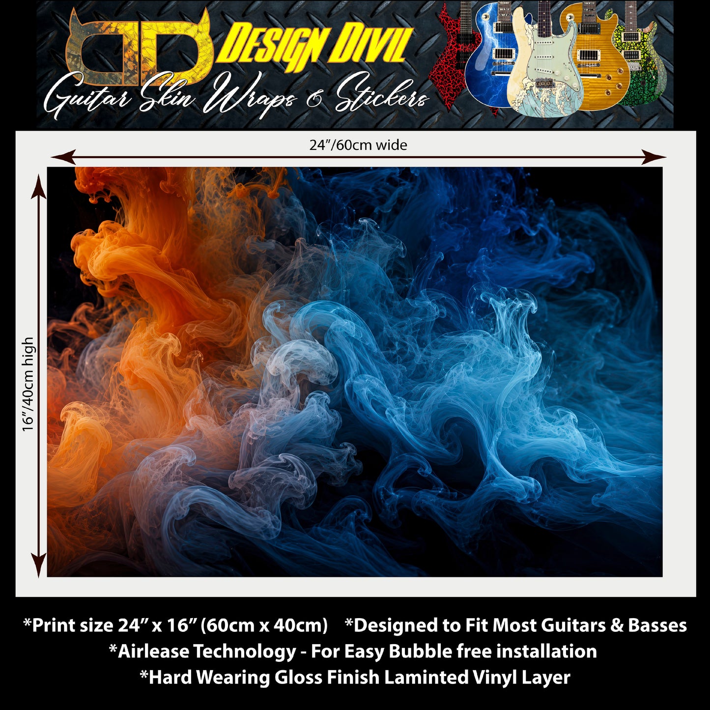 Custom Guitar Wrap The Liquid Ink Dance Vinyl Print for Guitars or Bass