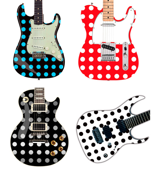 Custom Made Polka Dot Decal Sticker to fit Guitars & Basses. Colour Option Available.