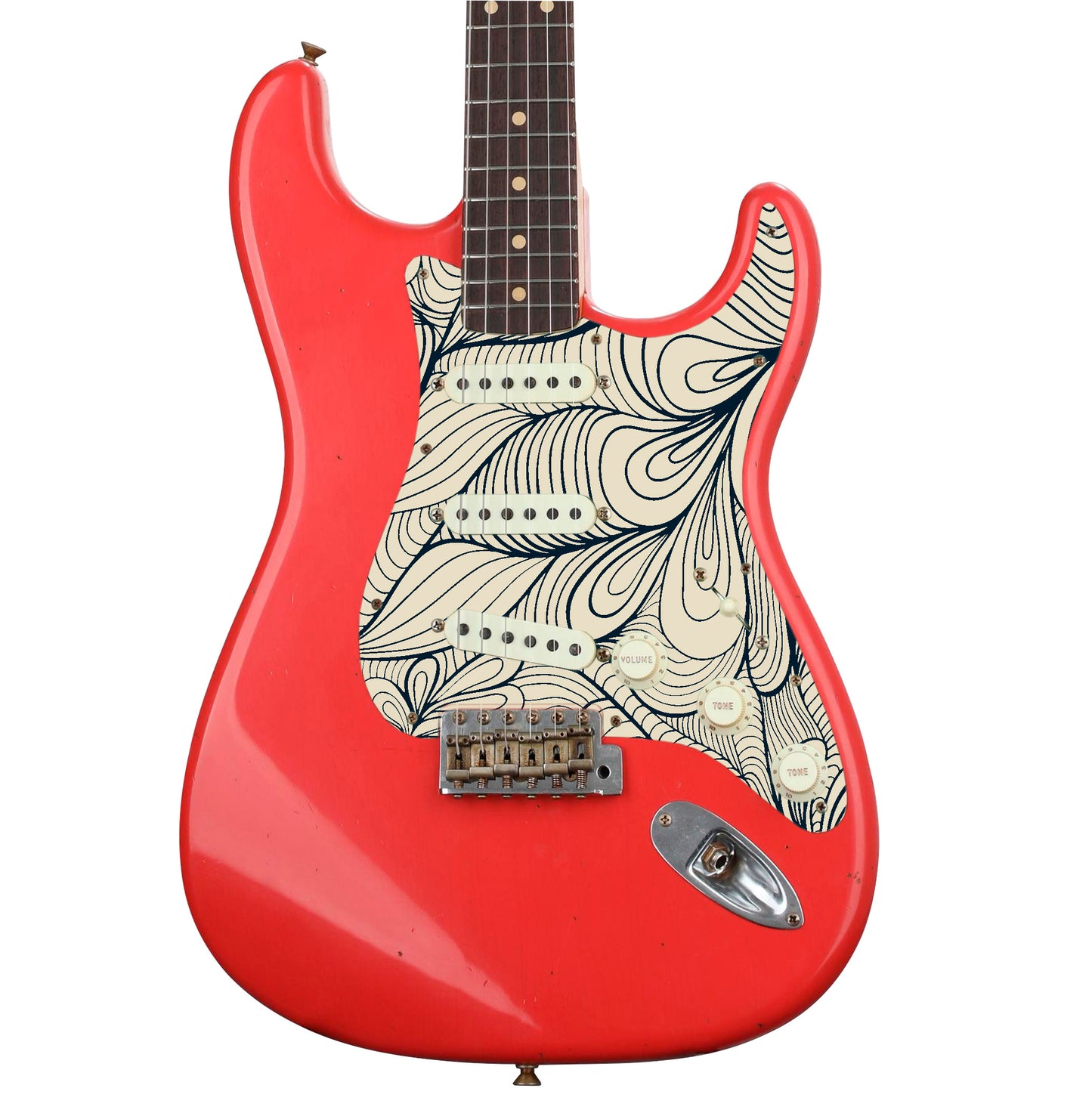 Guitar Custom PickGuard Sticker Skins. Customise your own existing Pickguard, Headstock, Tremolo Cover plate. The Swirls PK09