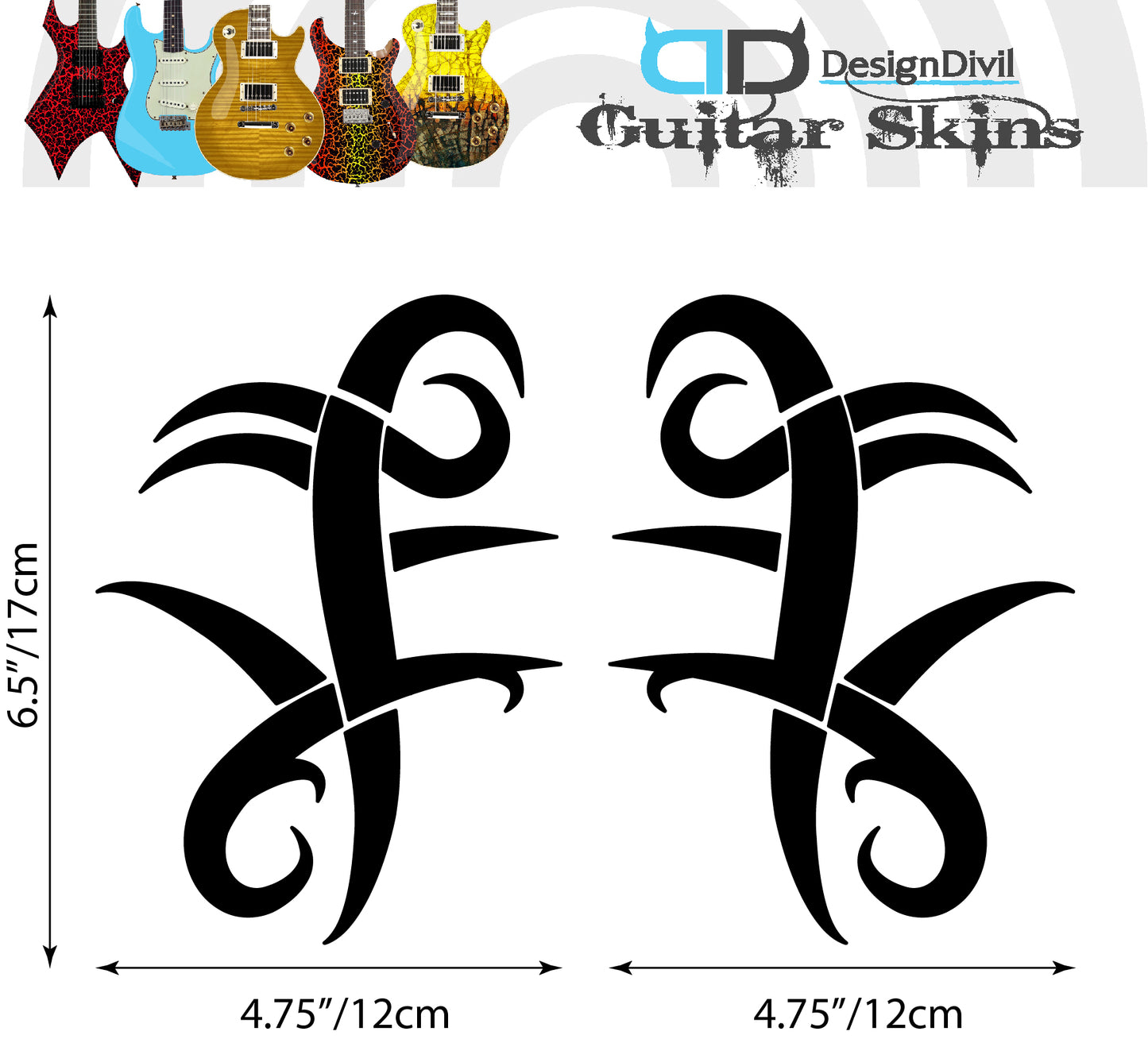 Customized Tribal War Decal Sticker for Guitars & Basses 6 Colour Options.
