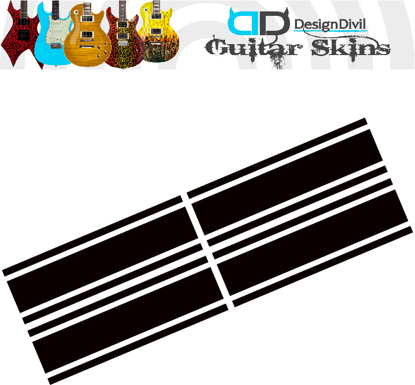 Wide Custom Racing Stripe Decal Stickers for Guitars & Basses. Colour Options Available