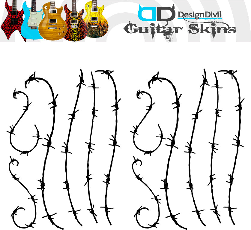 Awesome Barb Wire. Guitar Vinyl Matte Decal Sticker. Colour Options Available.