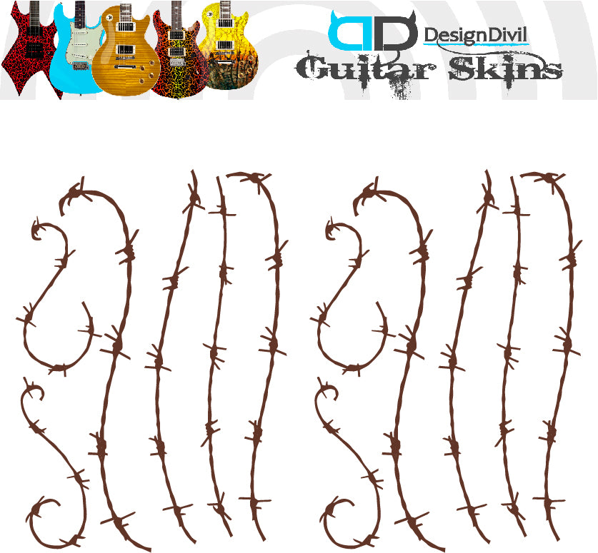 Awesome Barb Wire. Guitar Vinyl Matte Decal Sticker. Colour Options Available.